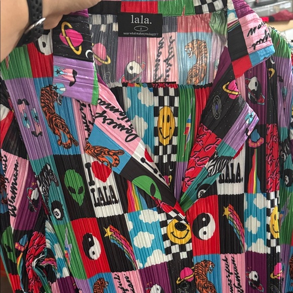 Dressed in Lala Be Yourself patchwork plisse set - Picture 3 of 3